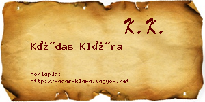 Kádas Klára névjegykártya